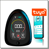 Автономный многофункциональный Tuya Wi-Fi датчик 4 в 1 - HTI-0341-BT угарный газ (CO)+влажность+температура+дым
